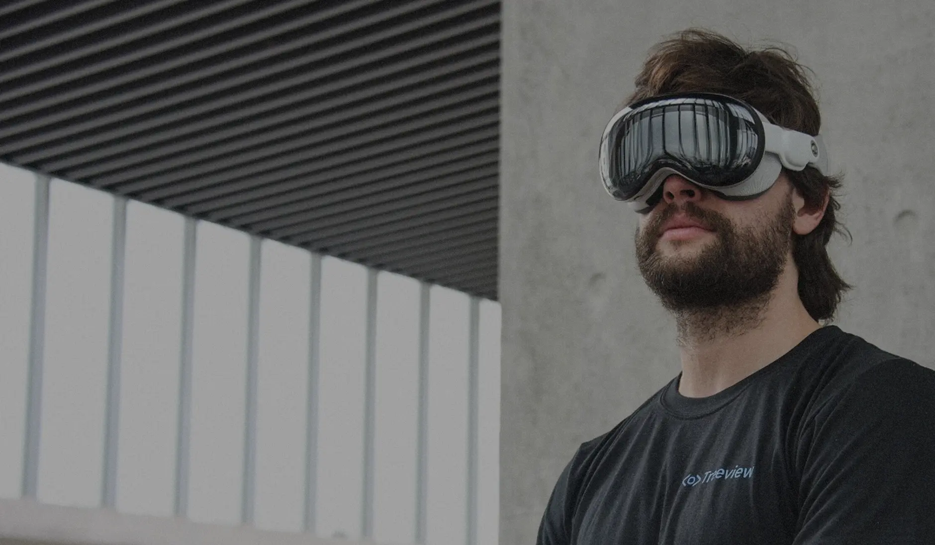 Horacio Torrendell, Treeview Founder & CEO, wearing an Apple Vision Pro mixed reality headset.