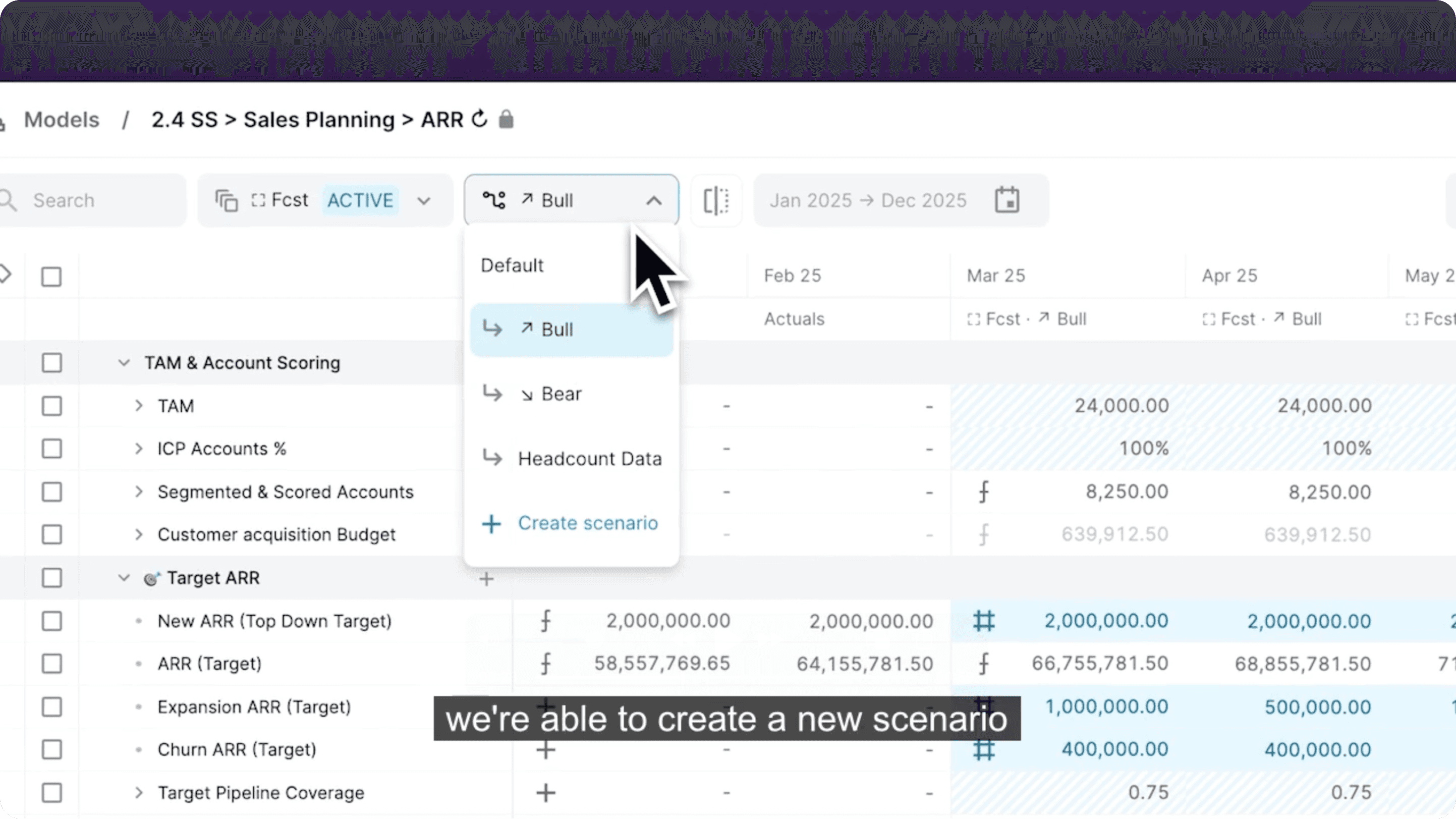 create scenarios in abacum