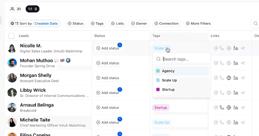CRM SETUP - crm tags