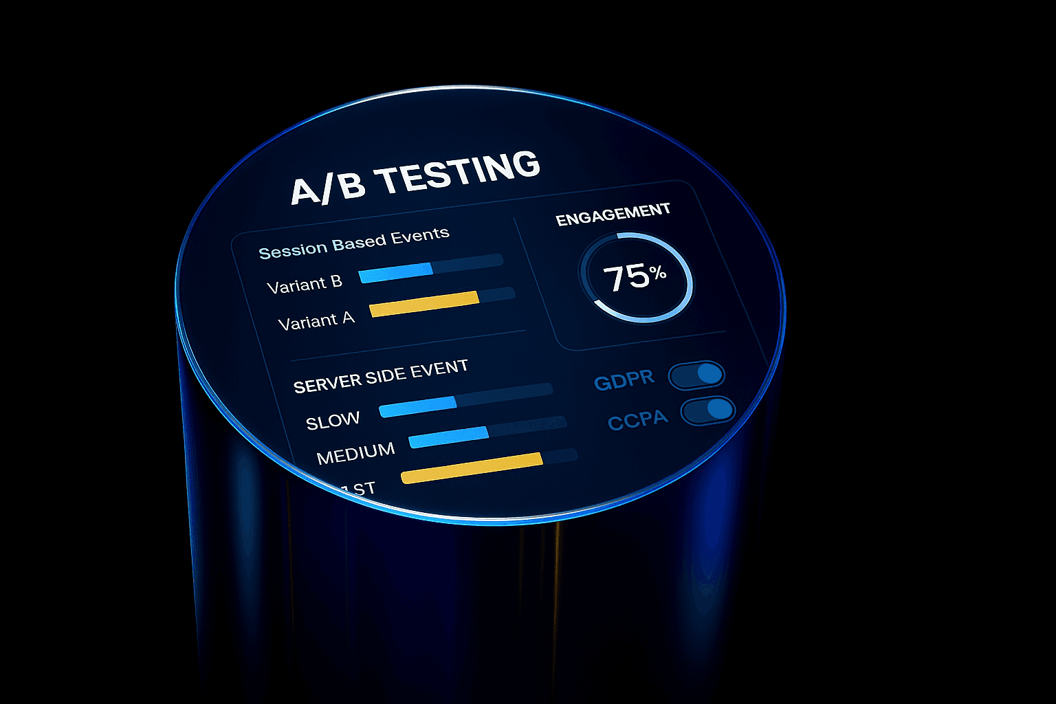 Server-side test dashboard using user actions and speed KPIs without cookies