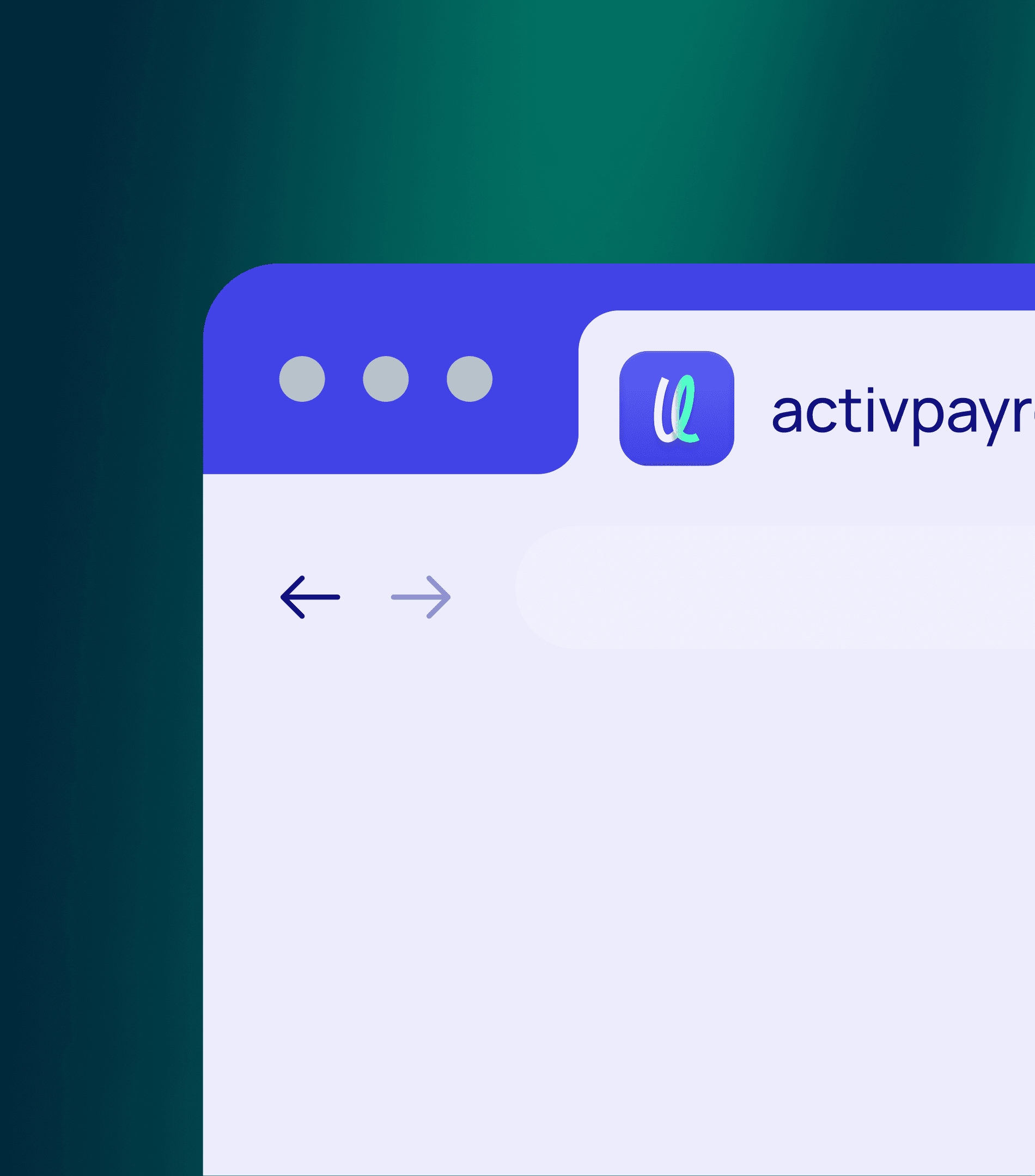 Browser UI mockup showcasing ActivPayroll logo and favicon for web application