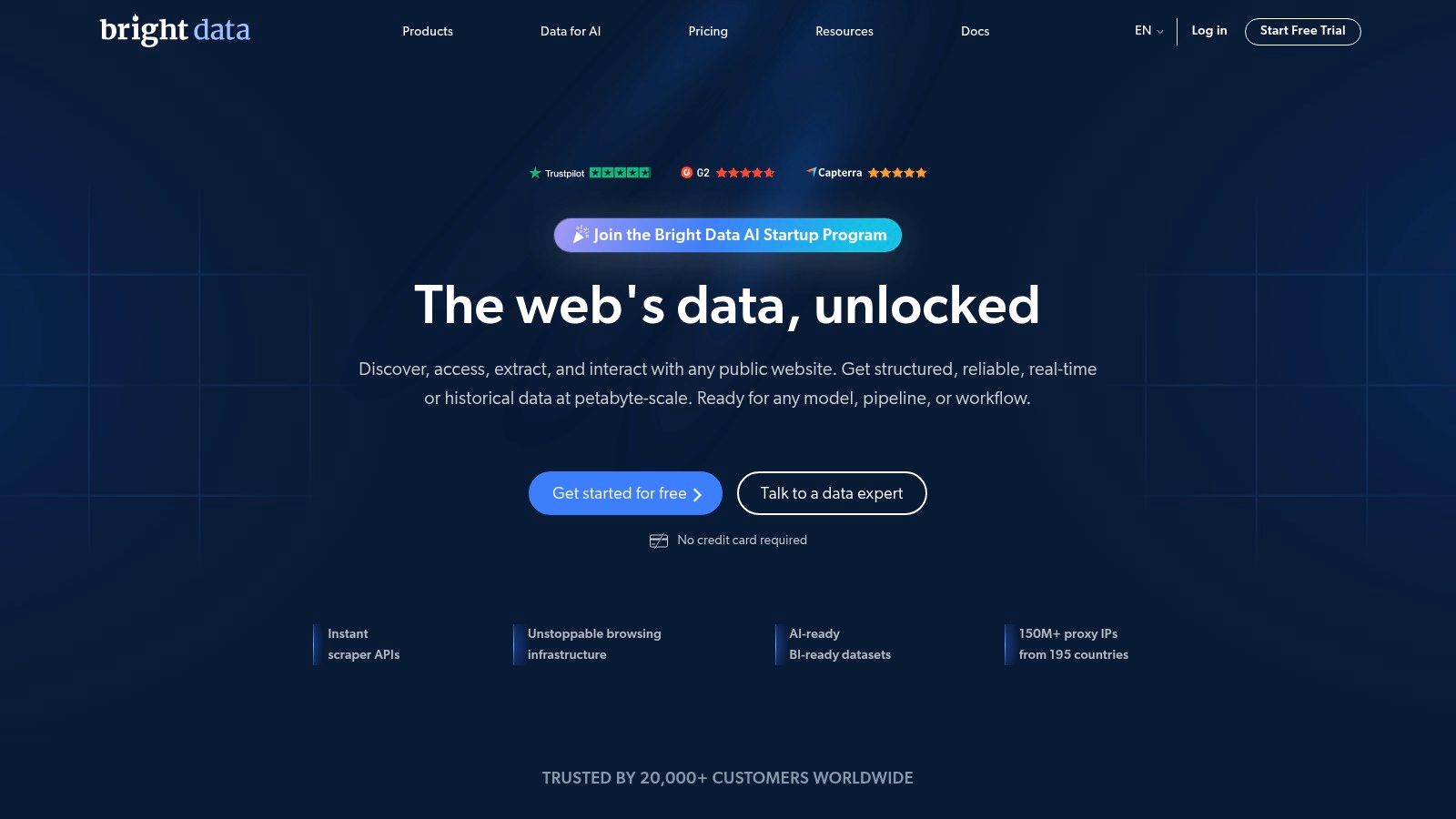 Bright Data data collection software homepage