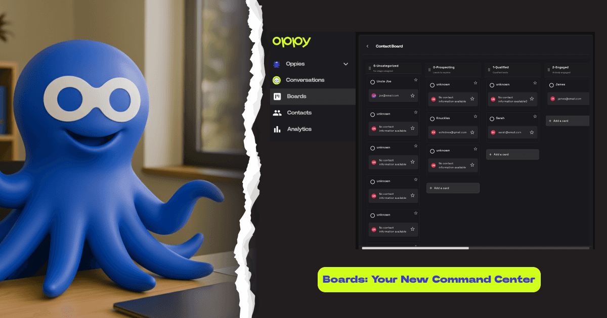 Oppy the blue octopus working at a computer.