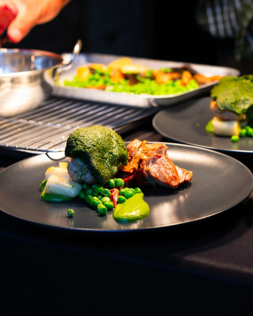 Herdwick lamb with baby gem purée, gnocchi and smoked lamb neck