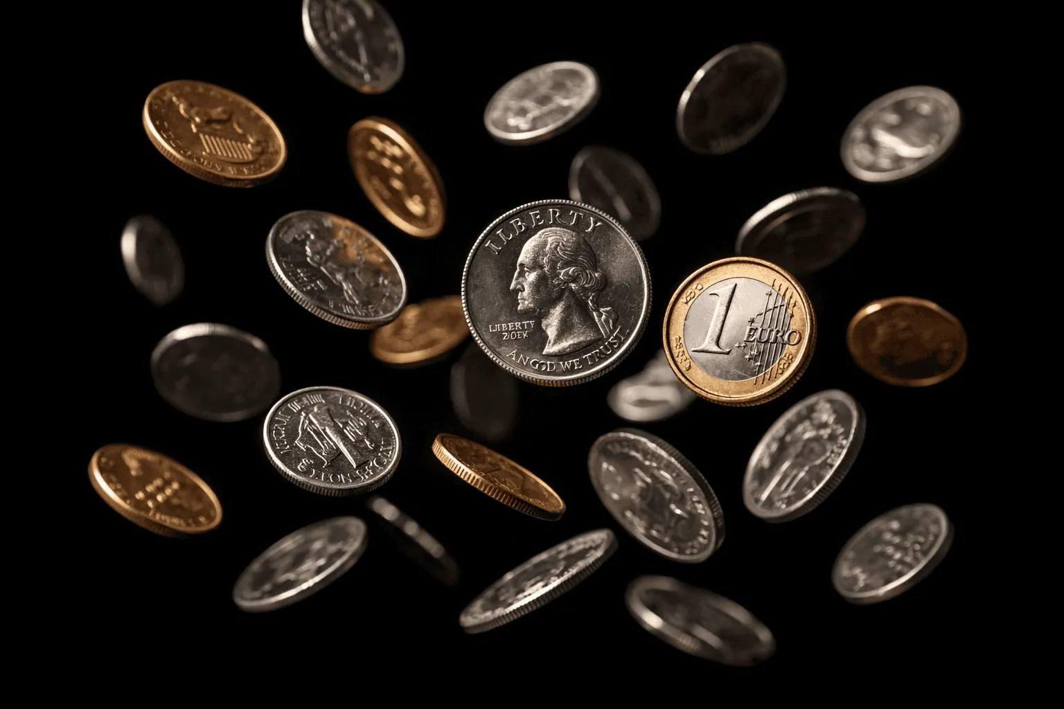 Coins floating
