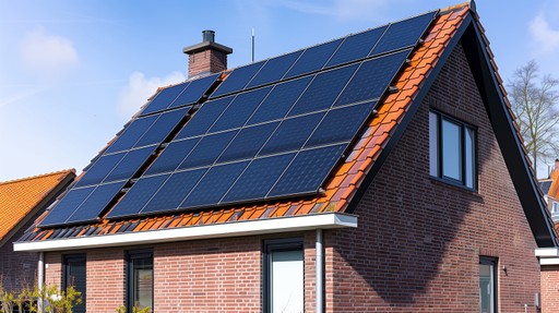 Einfamilienhaus mit installierter Photovoltaikanlage auf dem Dach – nachhaltige Energiegewinnung durch Solartechnik Nordwest.