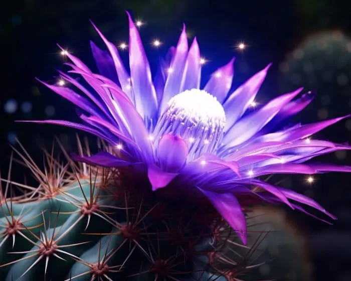3d rendering of vibrant neon cactus in desert