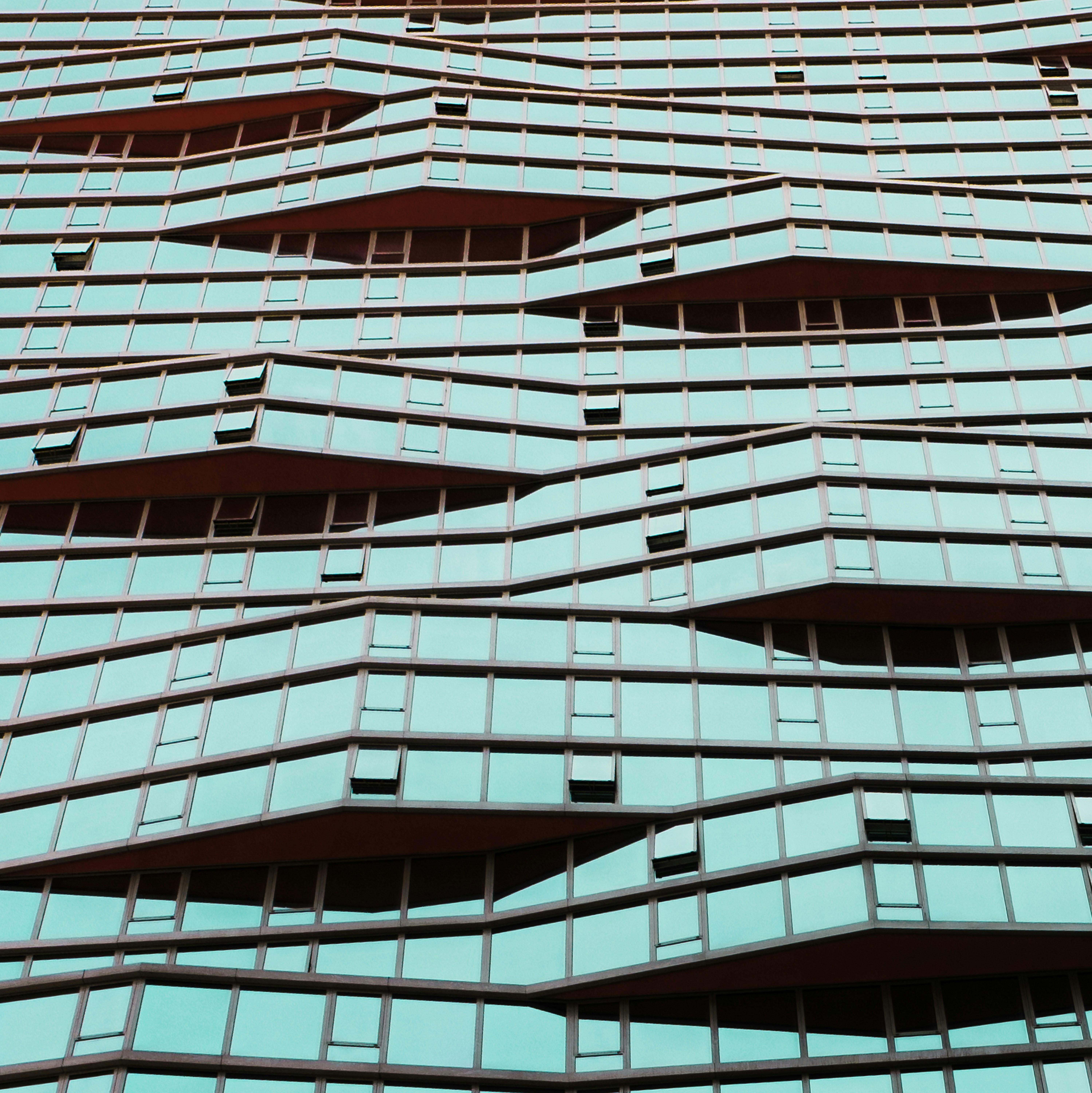 Modern building facade with repeating geometric patterns