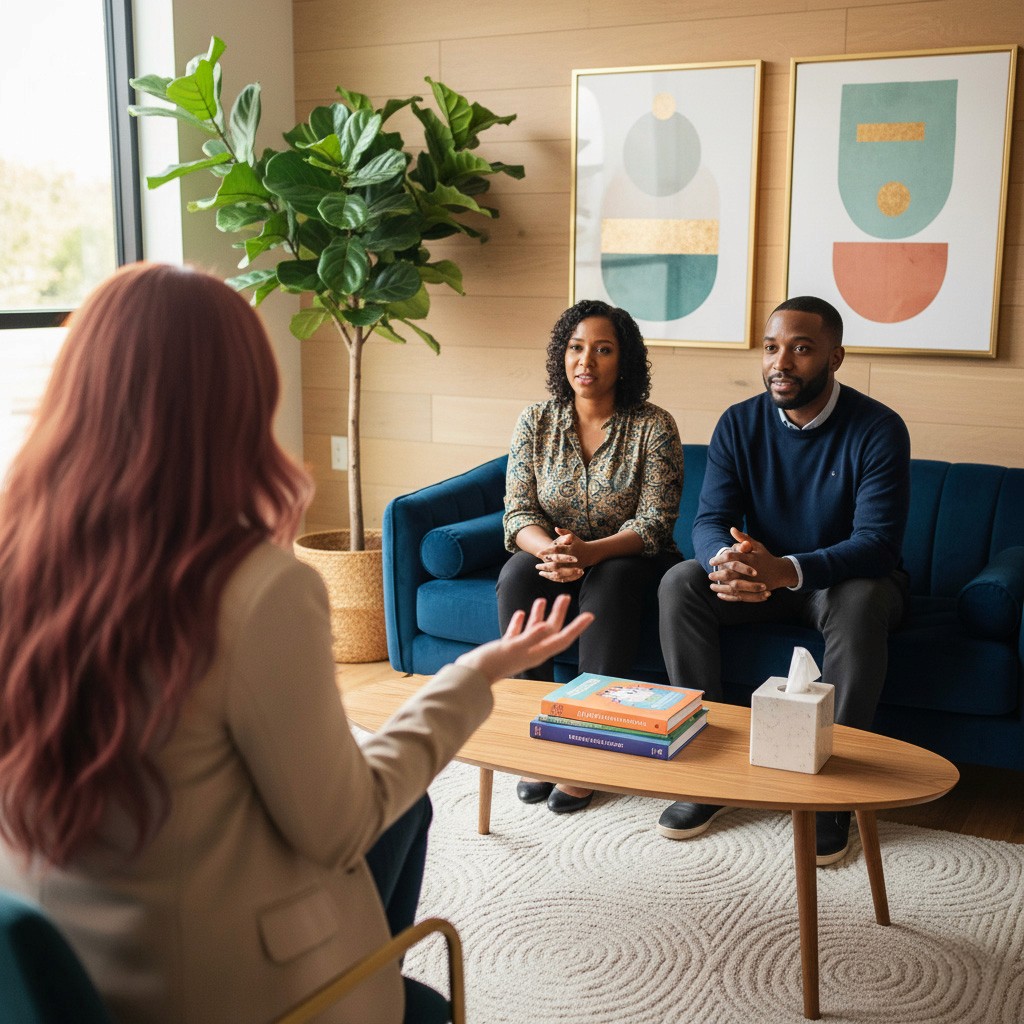 Psychologist consulting with parents