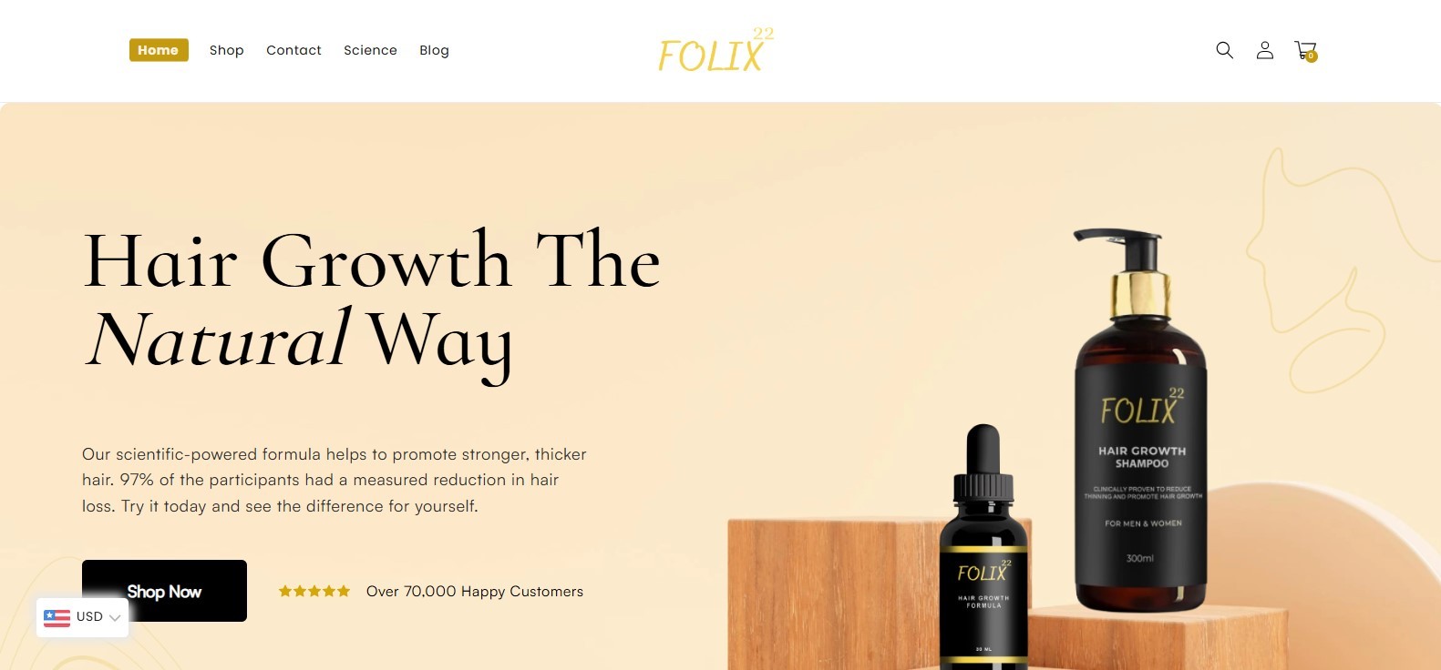 hair growth ecommerce brand for sale in US