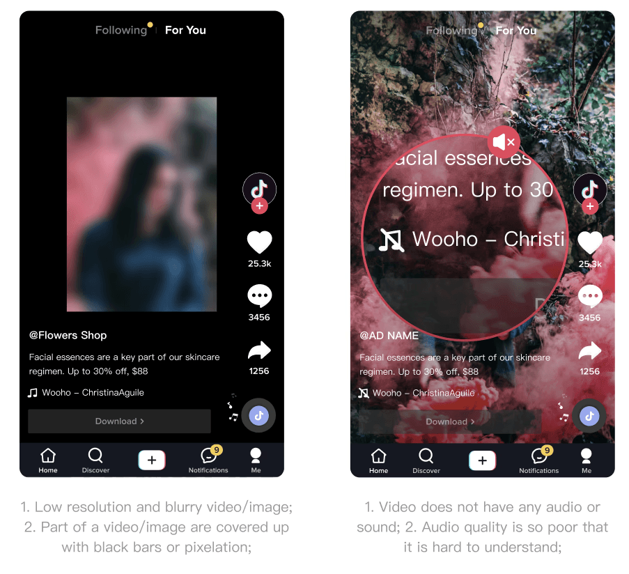 Poor video, image, or audio quality