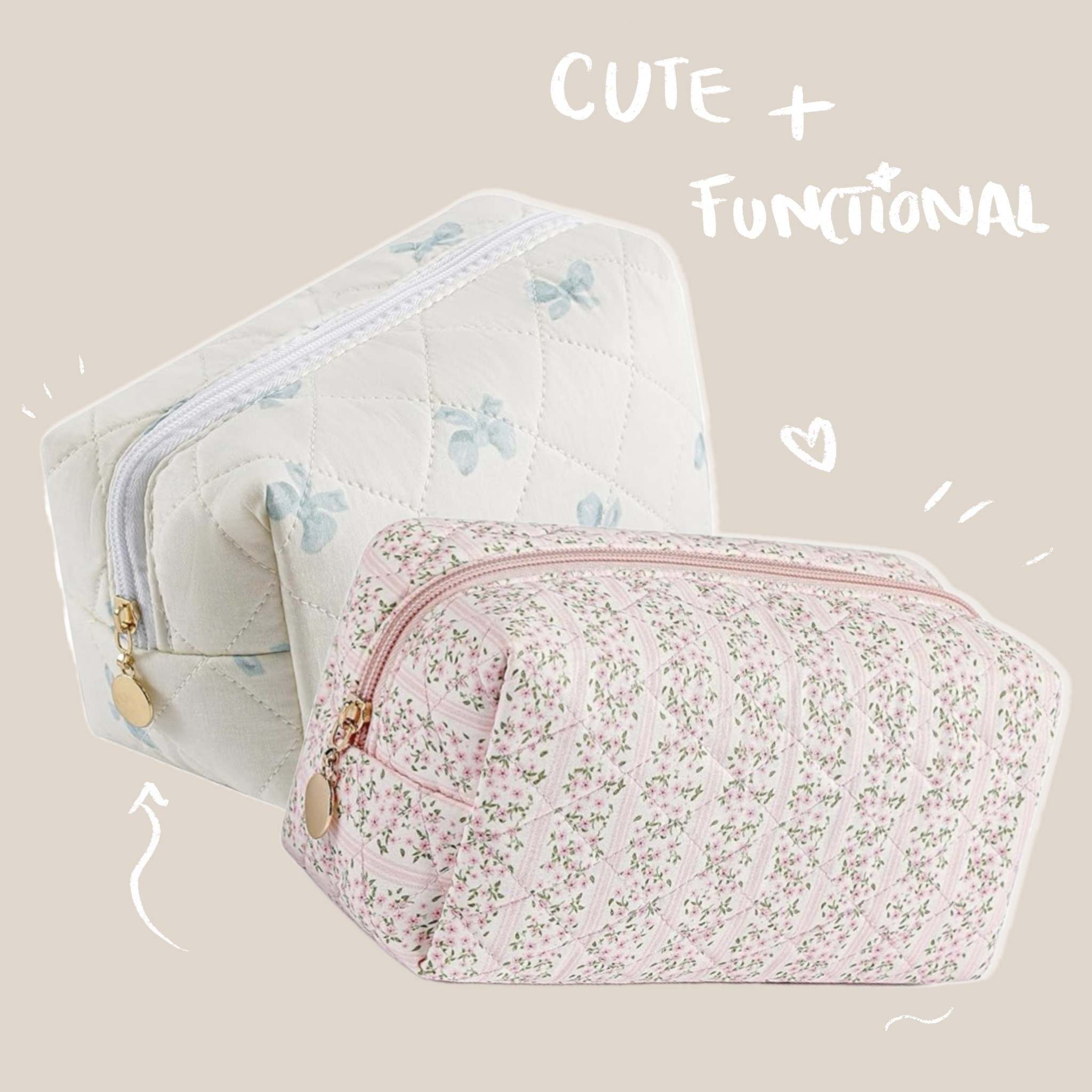 Cute floral makeup pouch, ideal for organizing skincare, makeup, or accessories. Perfect for daily use or as a travel cosmetic bag, combining beauty and functionality.