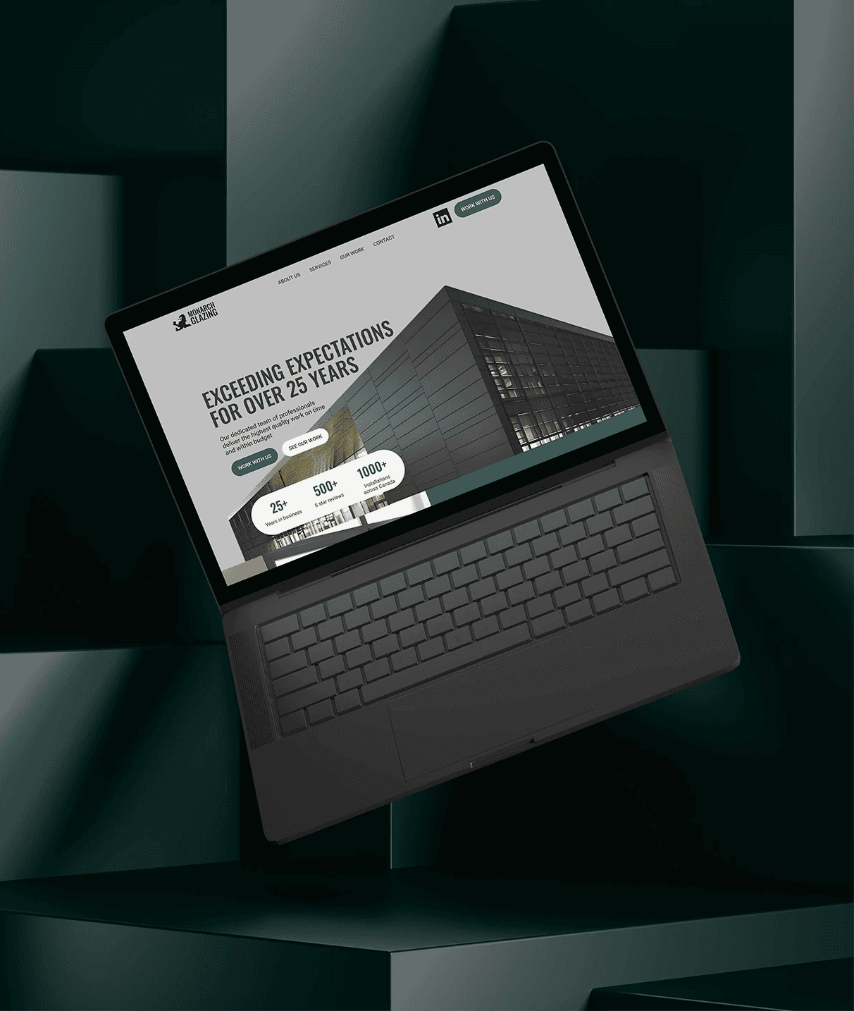 Flatlay mockup of Nexus Group's website