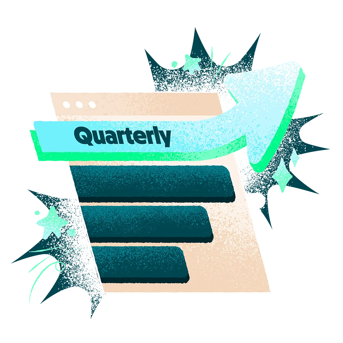 Illustrated bar chart showing how Quarterly compares to Freelancers, hiring in-house and agencies.