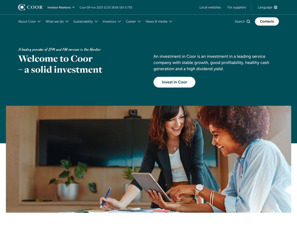 Homepage of coor.com