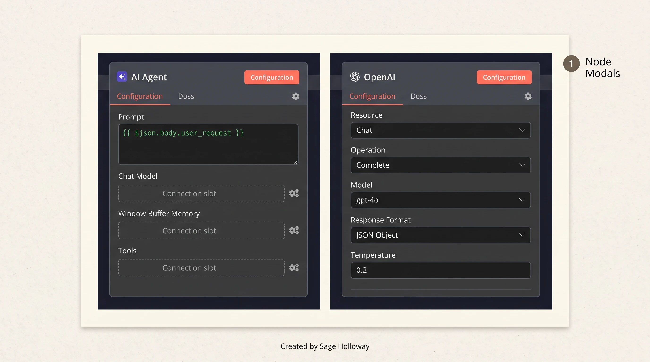 Teaching reconstruction of n8n AI Agent node and native OpenAI node configuration side by side
