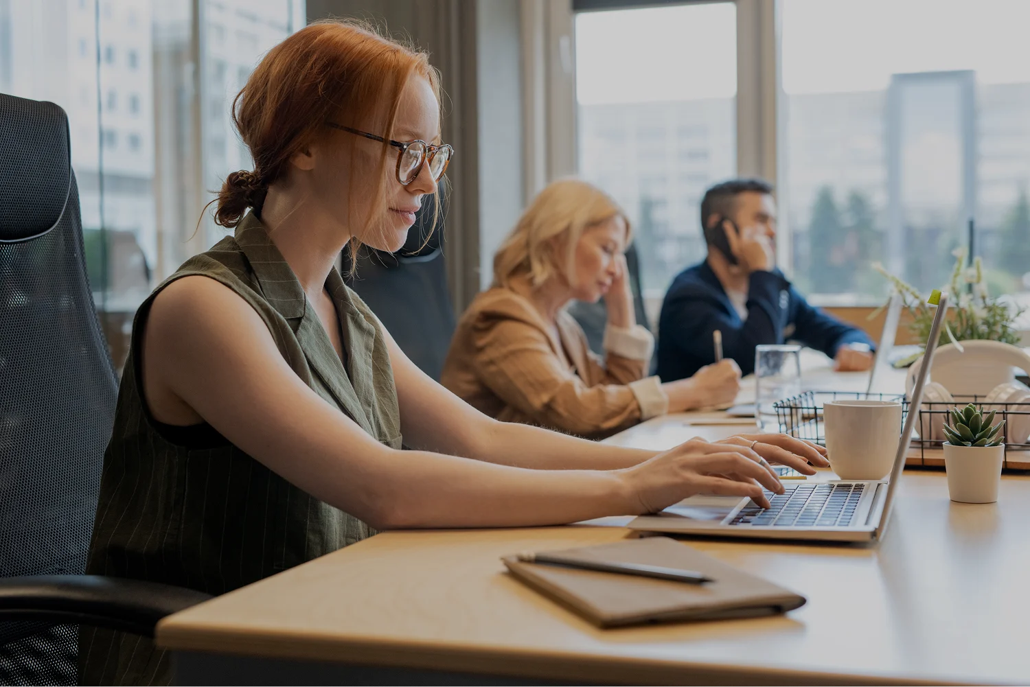 Woman working on a laptop