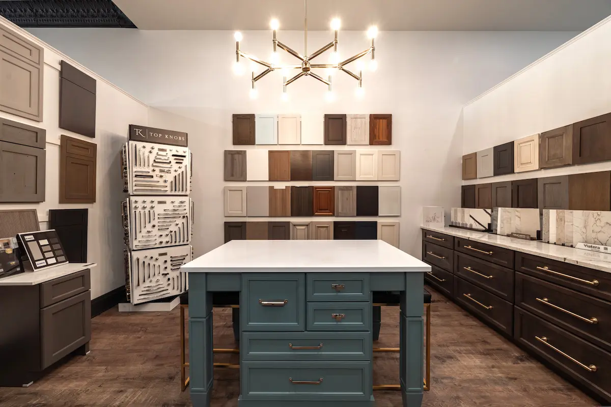 Bright bathroom vanity with ceramic sink