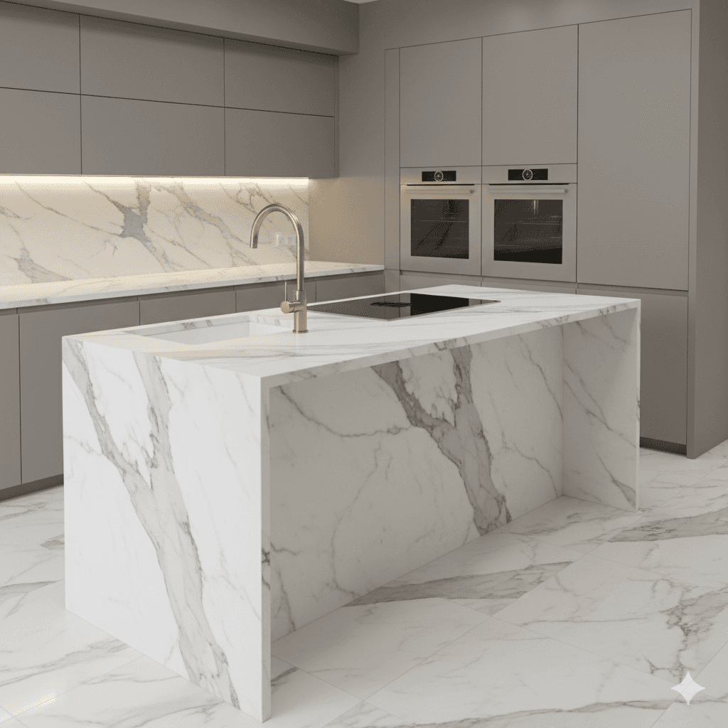 Italian marble flooring premium kitchen finish Gurgaon home