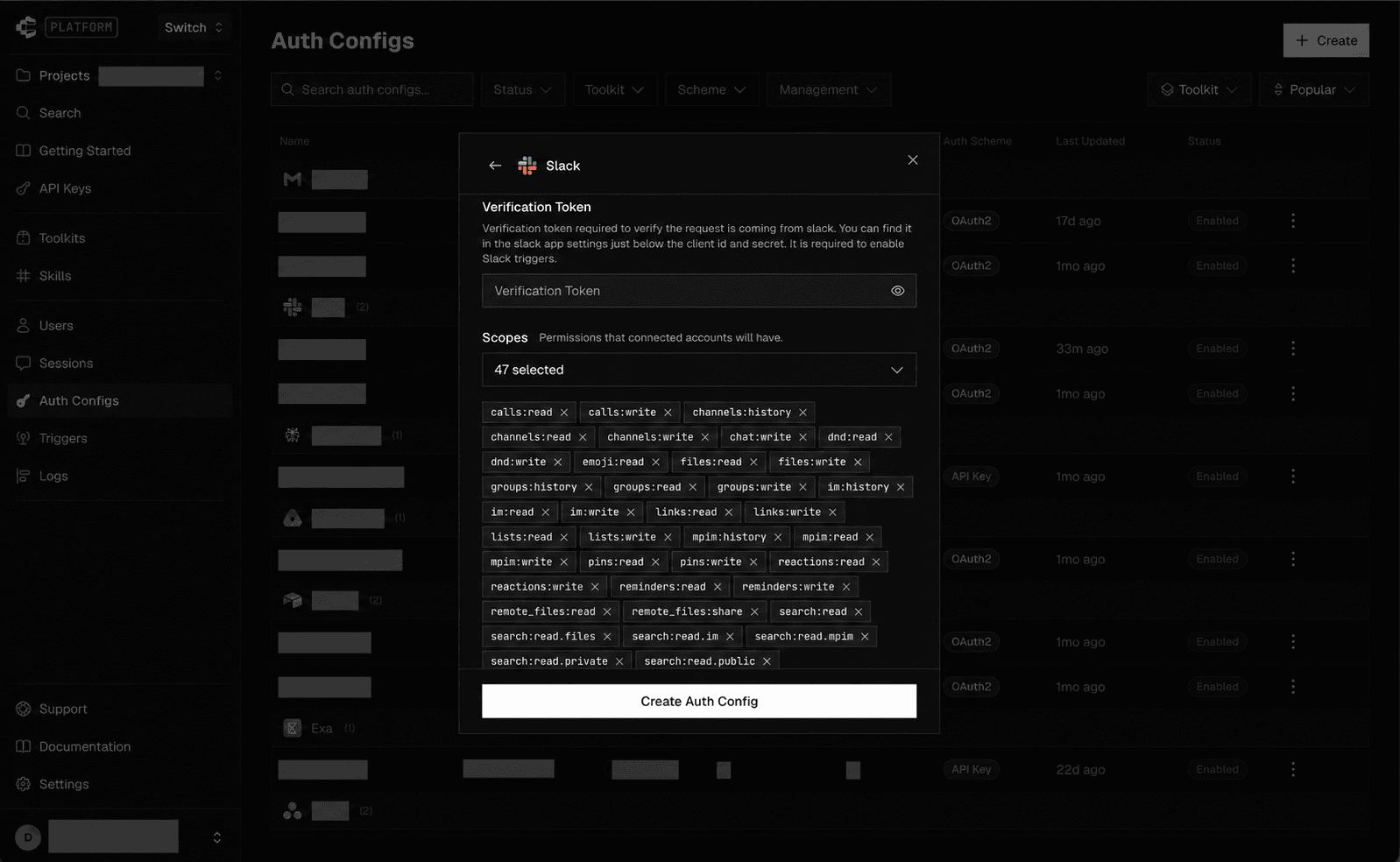 Verification token and scopes