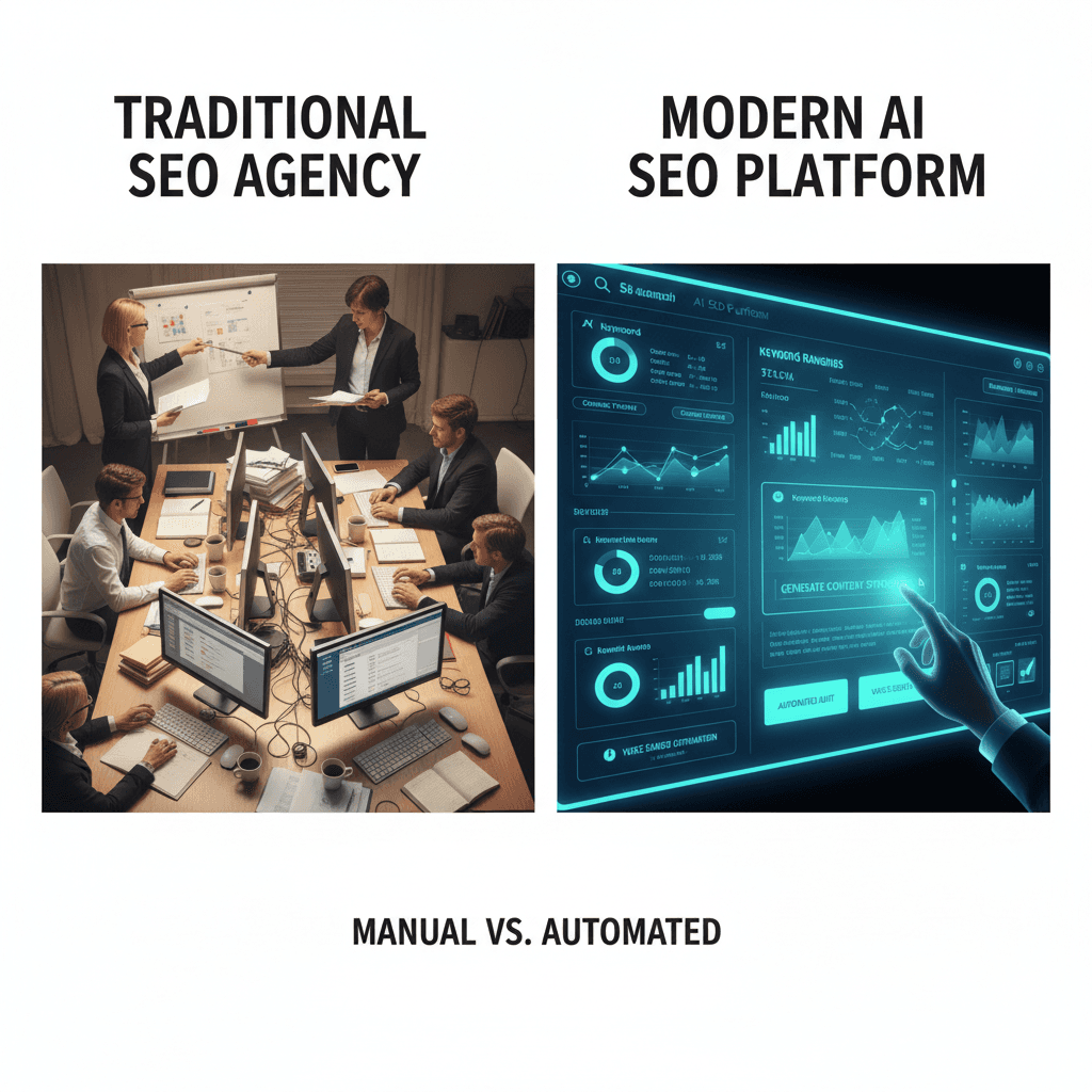 Traditional SEO agencies manual processes compared to automated solutions