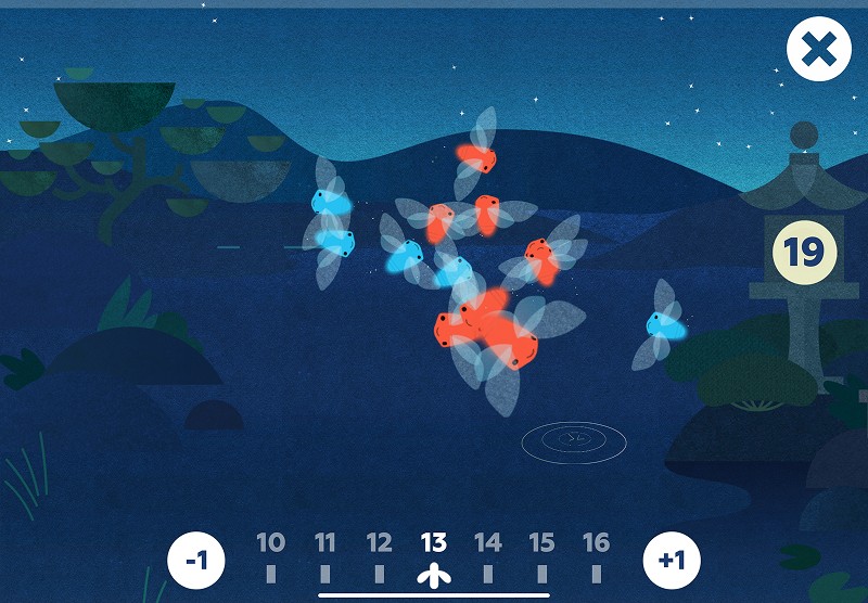 Count forward and backward: change the number of fireflies in the picture