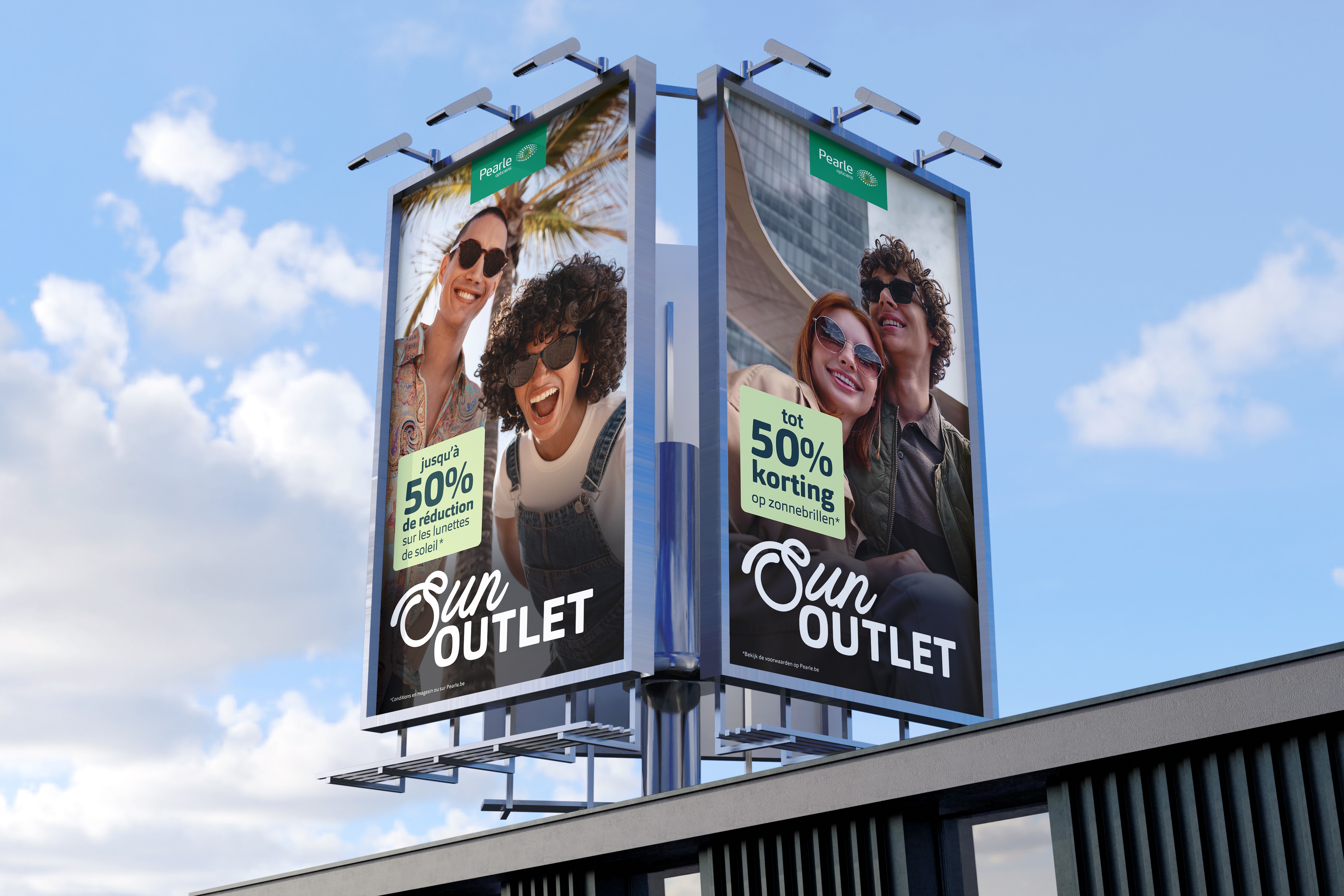 Streetside billboard with flyposters of the Batch.Works brand and illustrations