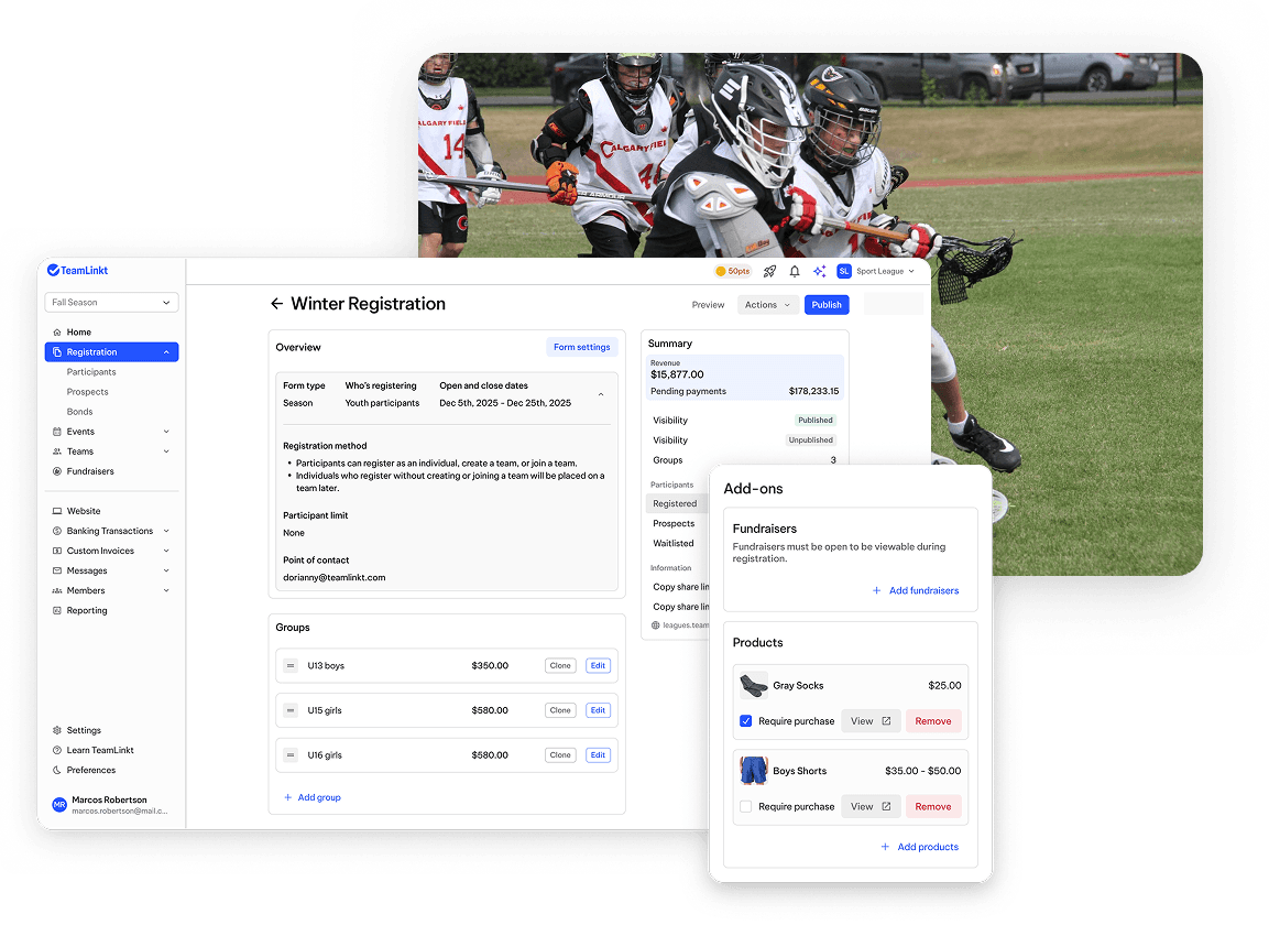 TeamLinkt's Lacrosse Registration Forms & Software Tool