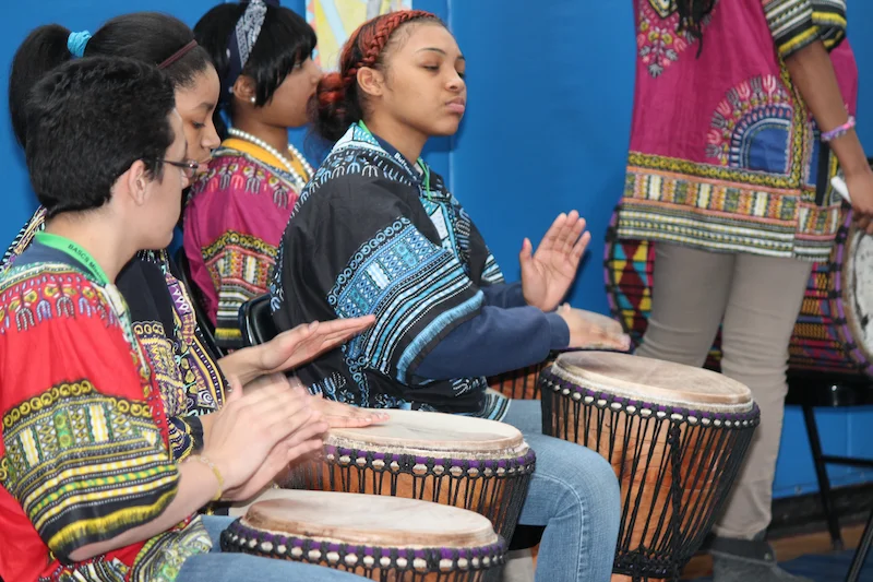 BuffSci students performing in music class as part of arts enrichment