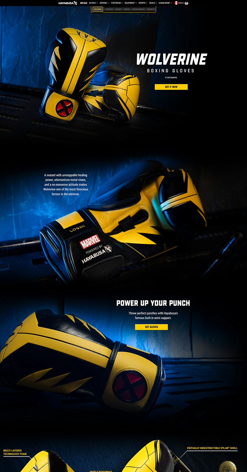 Marvel Wolverine boxing glove landing page part 1