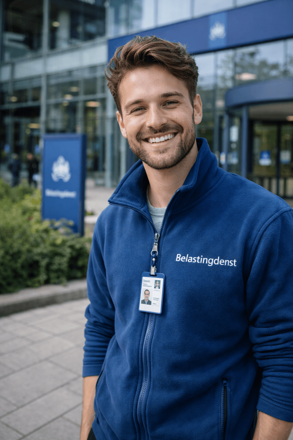 Belastindienst man officer looking and smiling to the camera