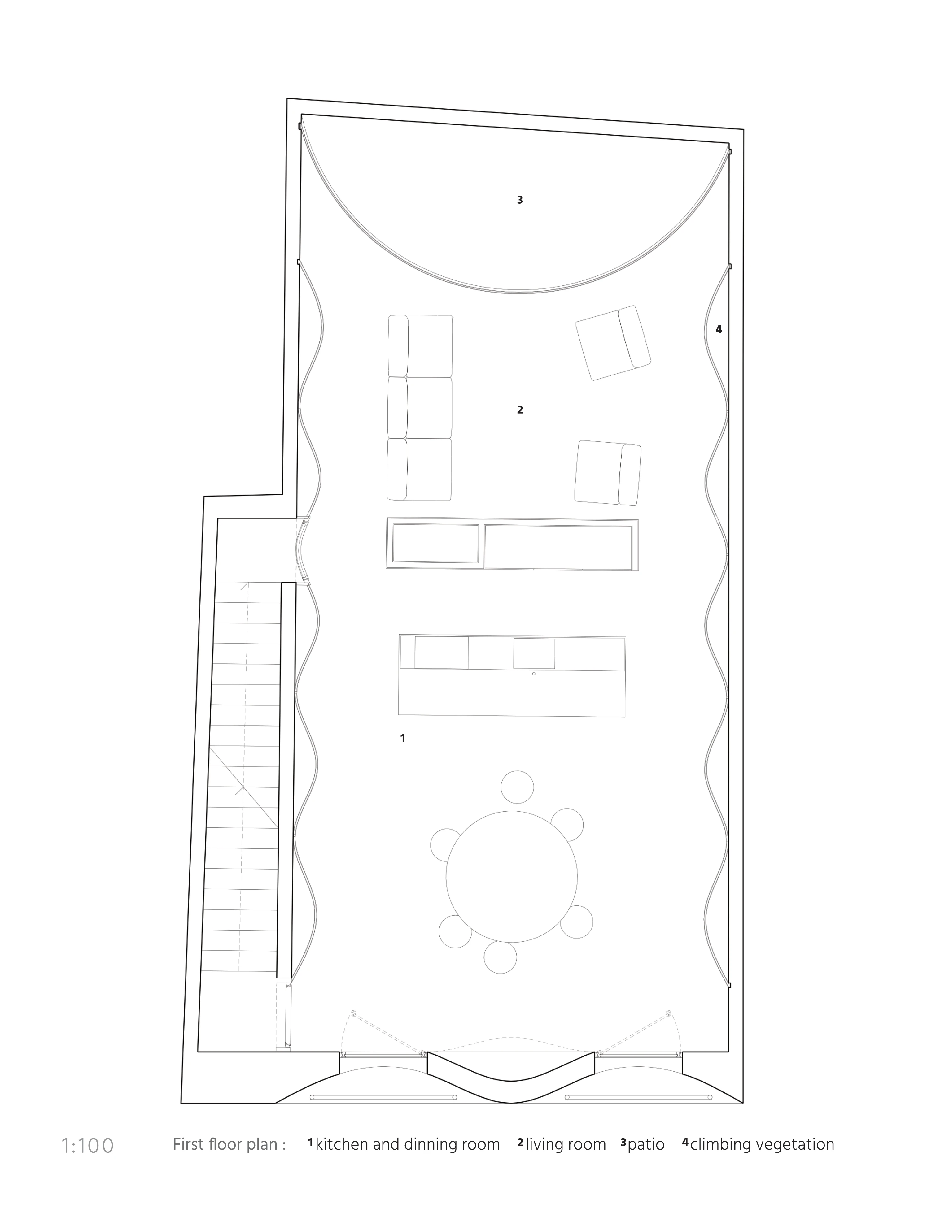 House in Lisbon plan livingroom