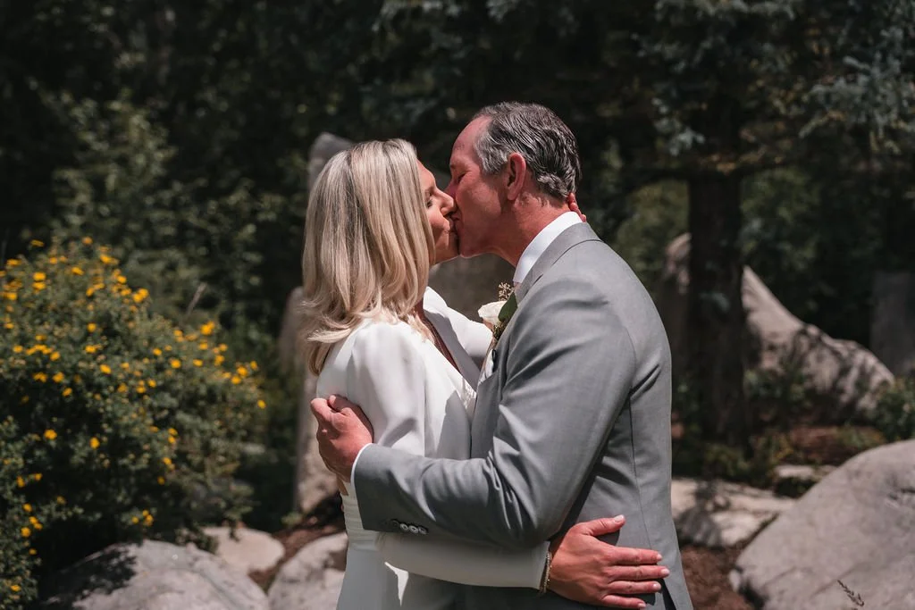 Intimate moment between bride and groom at Aspen outdoor wedding