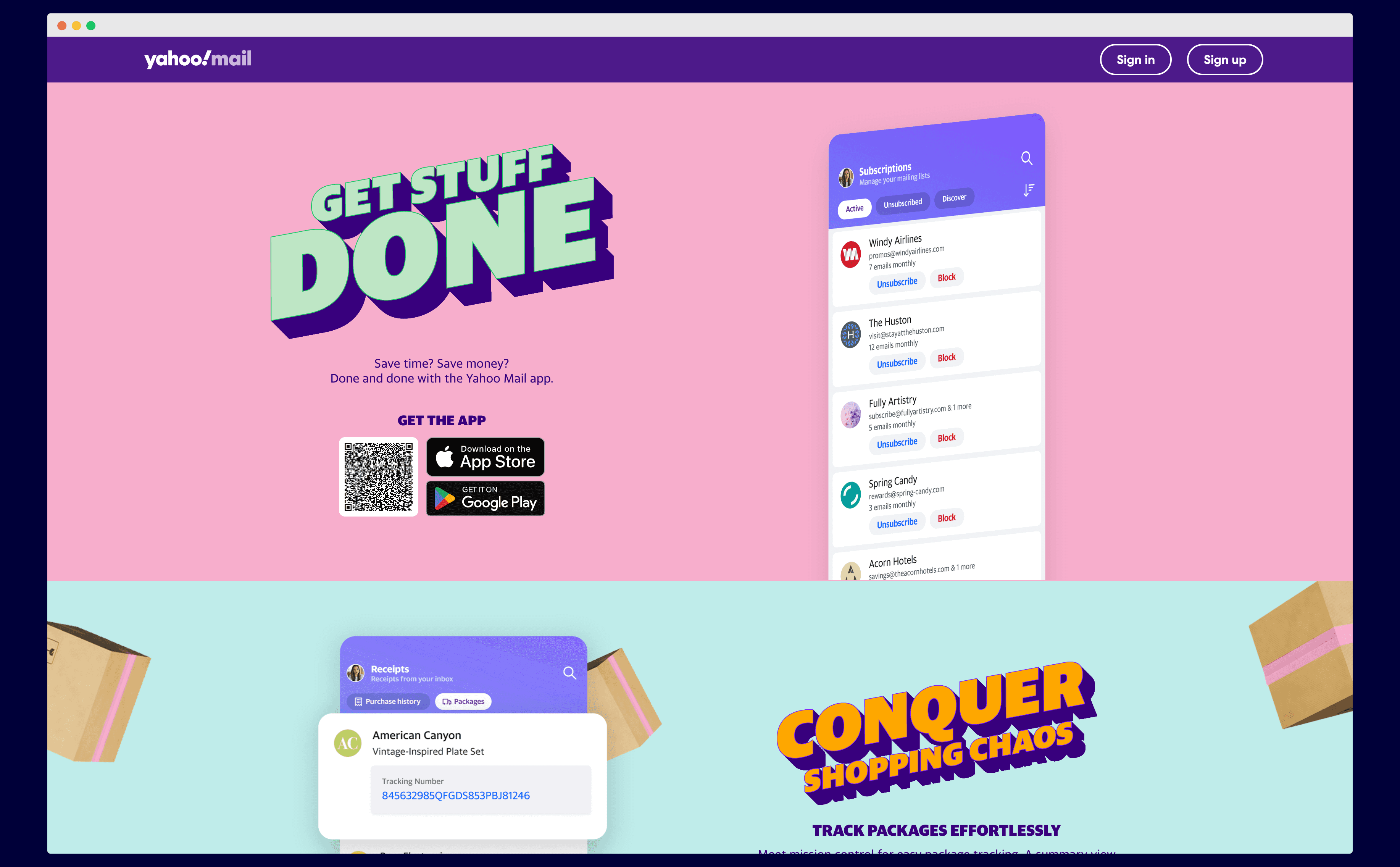 sreenshot of yahoo mail landing page