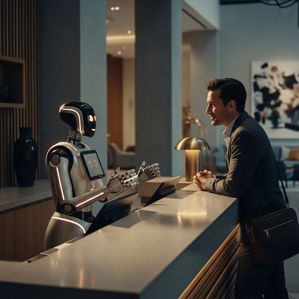 Guest Speaking to an AI Robot