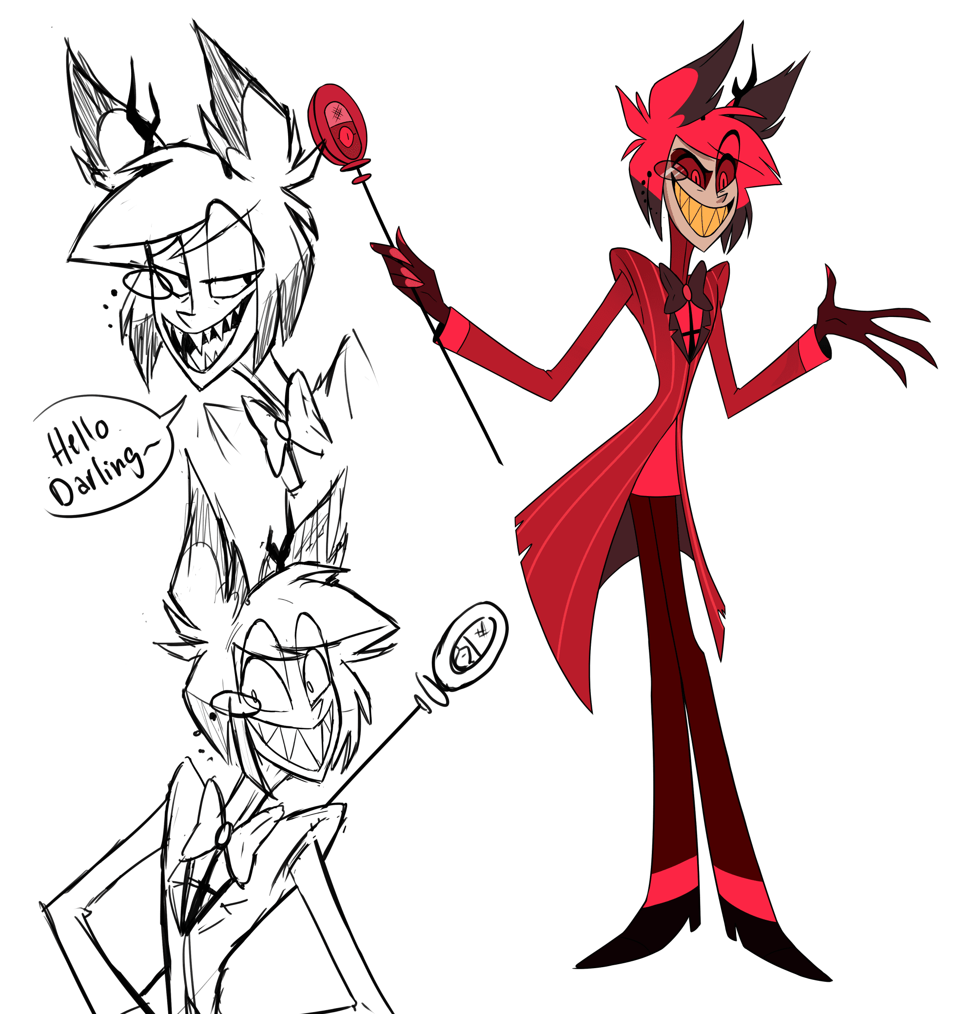 Drawing from reference style - Alastor from Hazbin Hotel