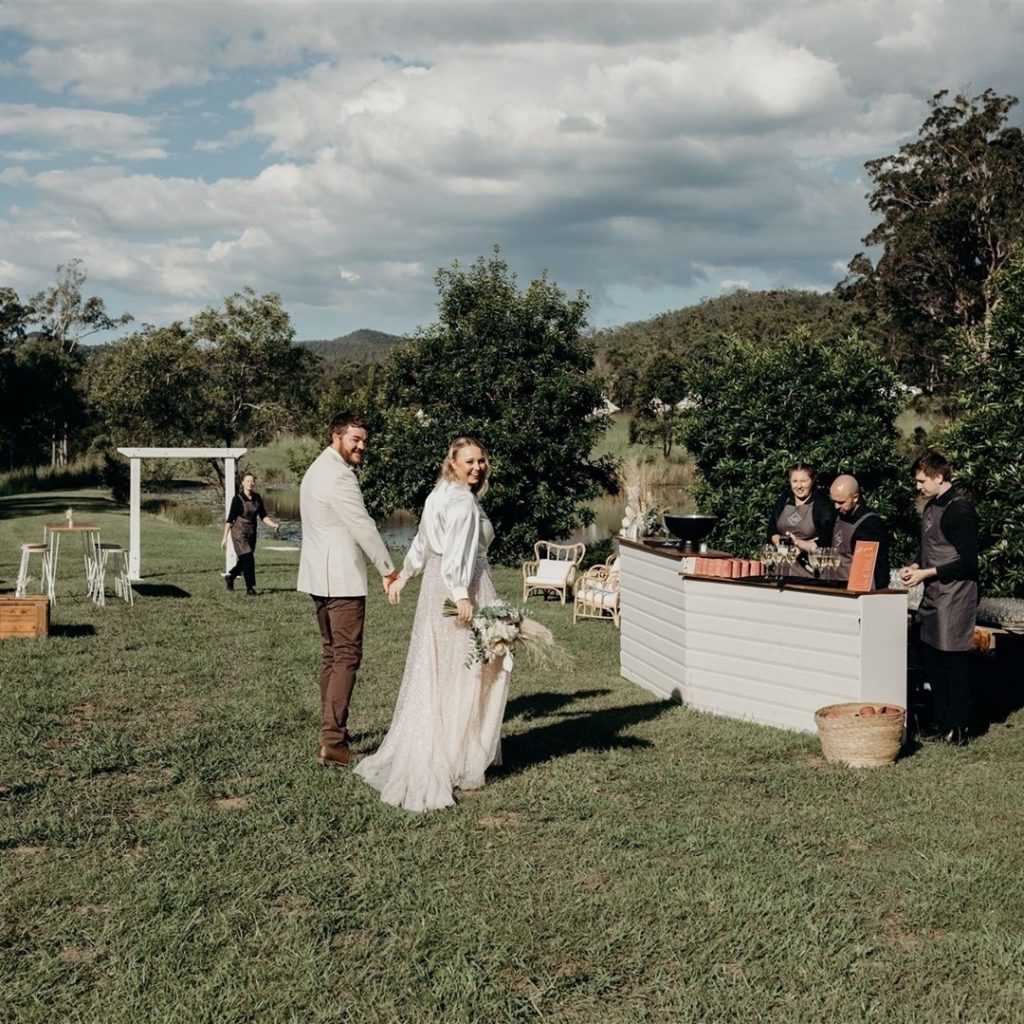 Bride & Groom post ceremony at the Gold Coast Farmhouse