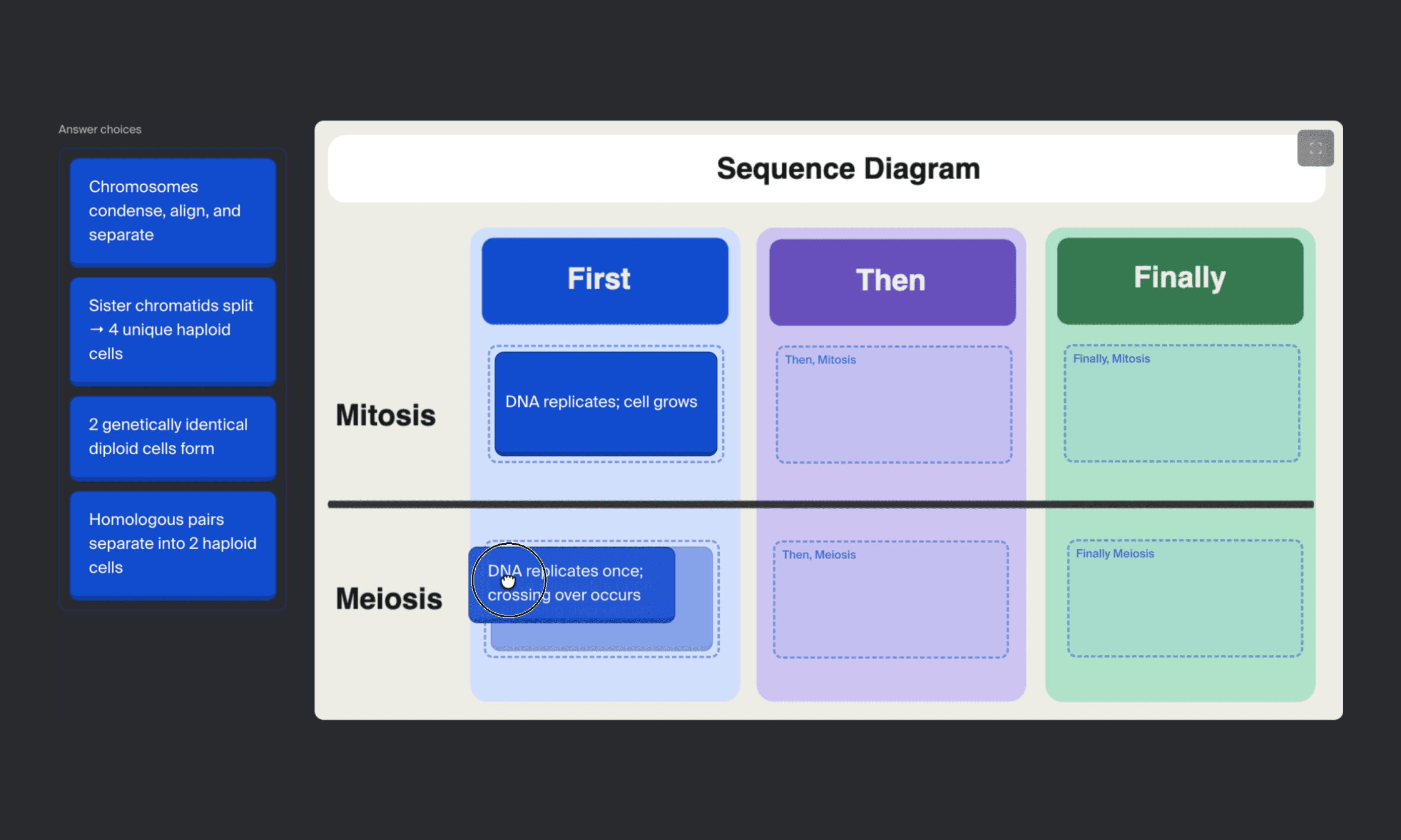 An Image of a canvas drag and drop assignment