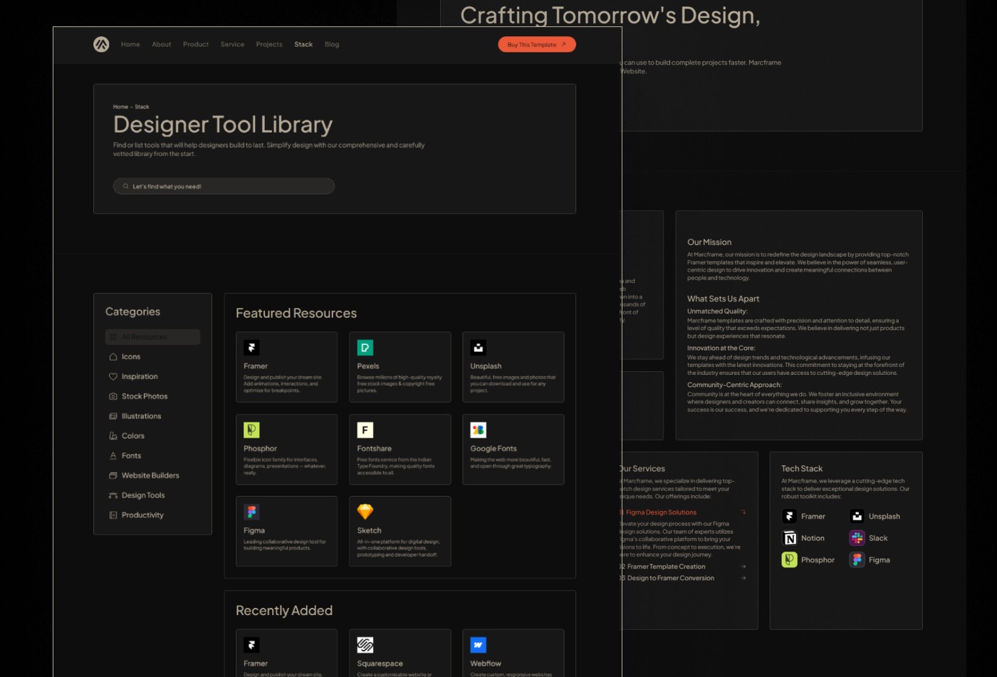 Marcframe Template - Framer Template for Portfolio & Digital Store