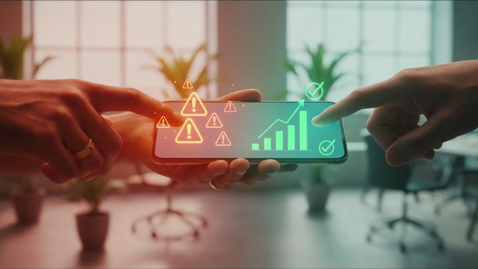 Split-screen smartphone showing TikTok Shop warnings transforming into success metrics, illustrating brand authorization compliance impact on seller accounts.