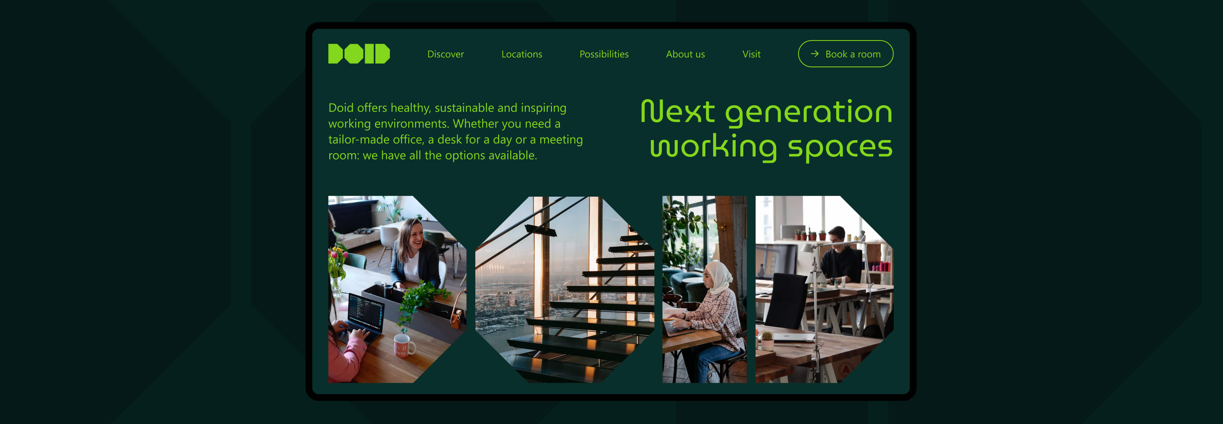 Desktop mockup of Doid Website
