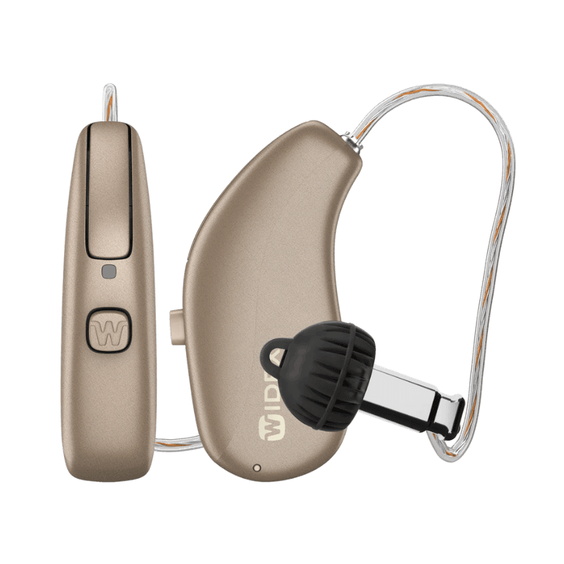 Widex Allure 440 RIC-R, appareil auditif micro-contour rechargeable, conçu pour une écoute naturelle et fluide. Disponible chez Audio Pour Tous.