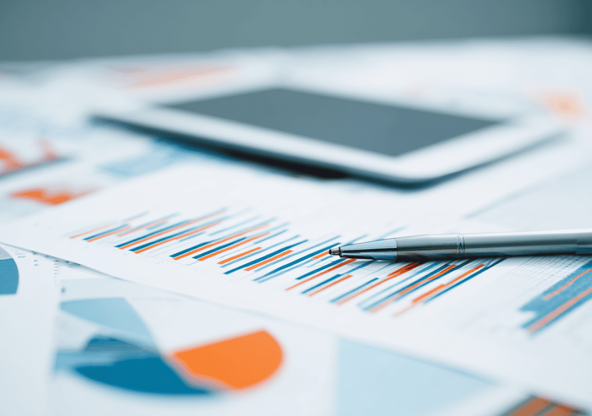 Tablet with business charts and analytics