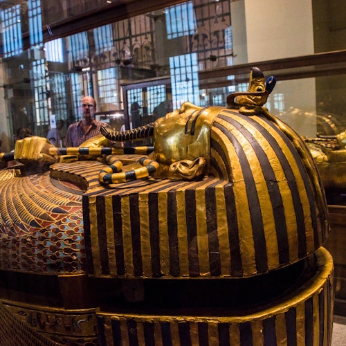 Coffins displayed in the Egyptian Museum