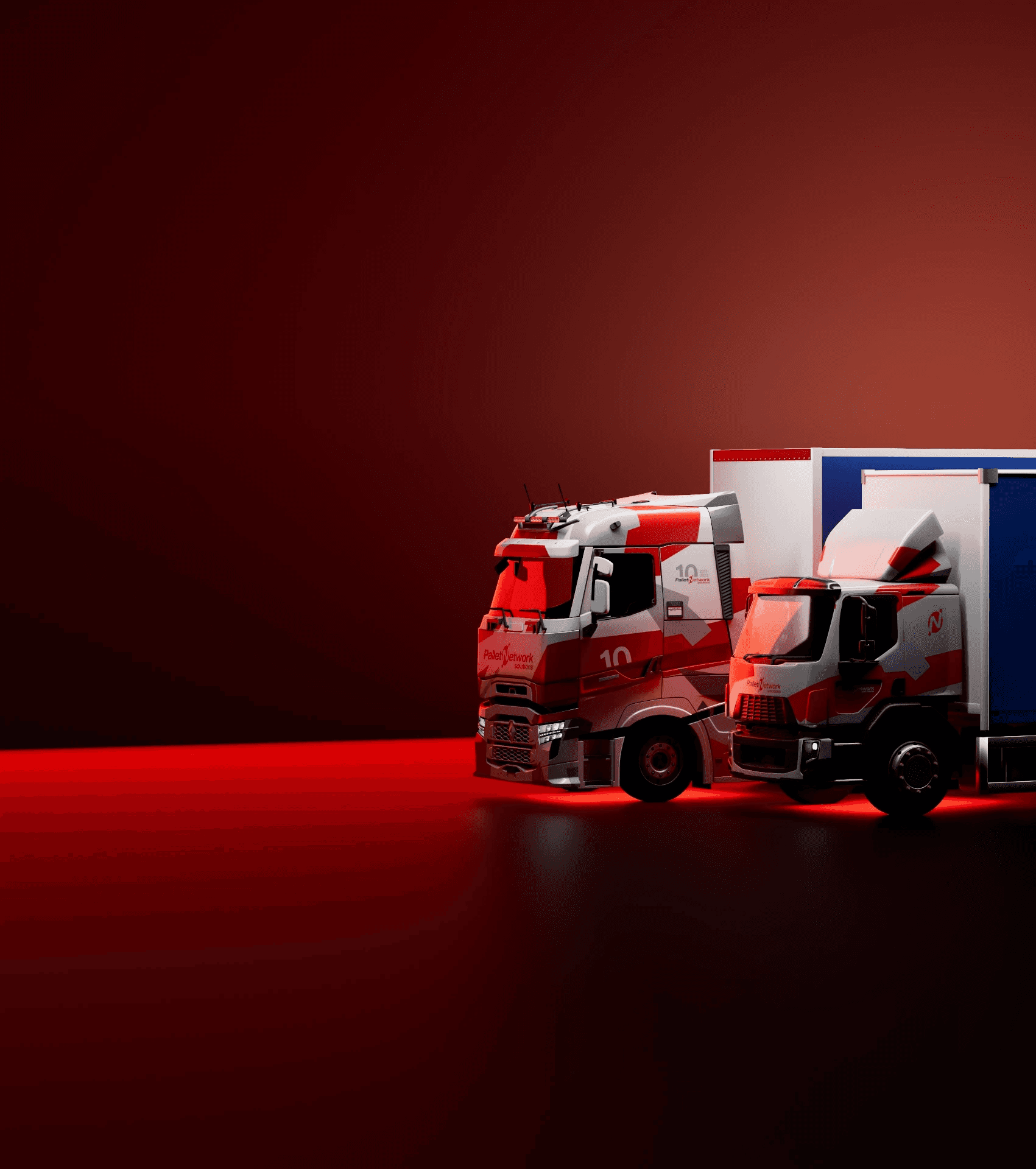 Pallet Network Solution two trucks at different sizes side-by-size