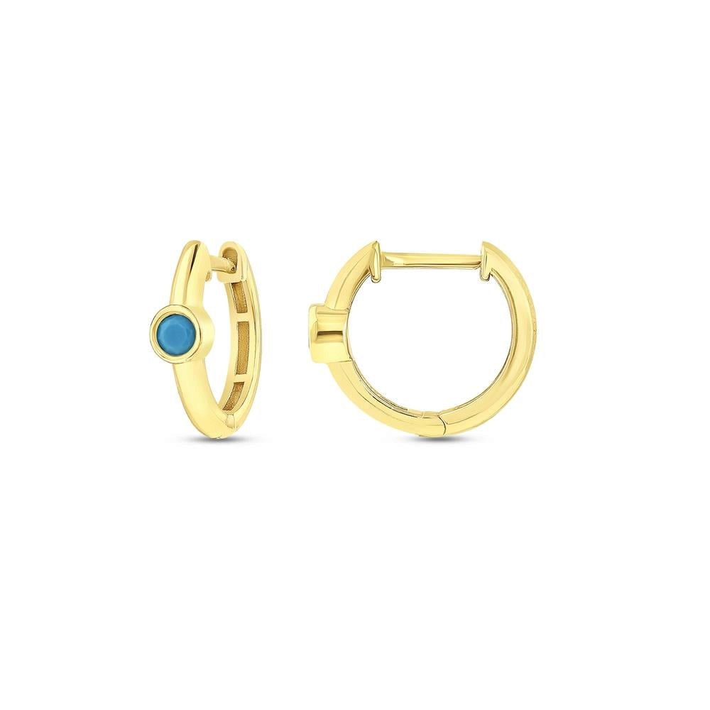 Assos Pırlanta 14 Ayar Altın Mavi Taşlı Şık Çocuk Küpesi