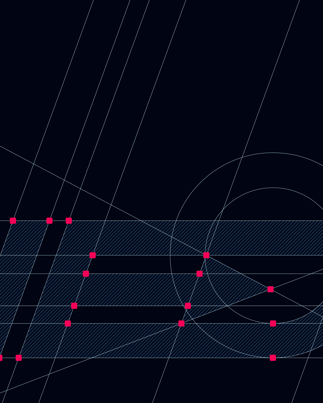 TheDen — logo construction lines on dark background