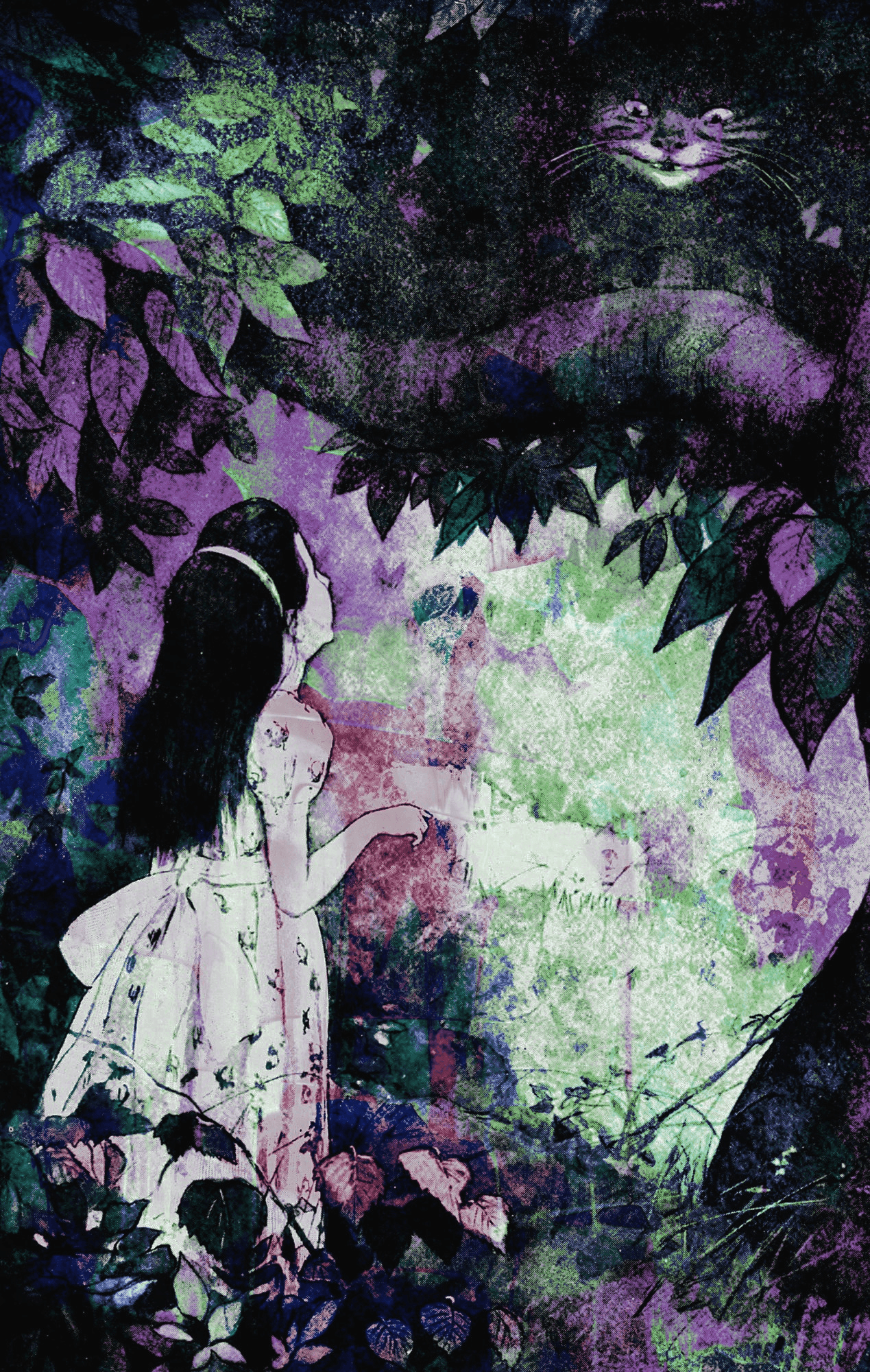 Alice looking at the Cheshire cat