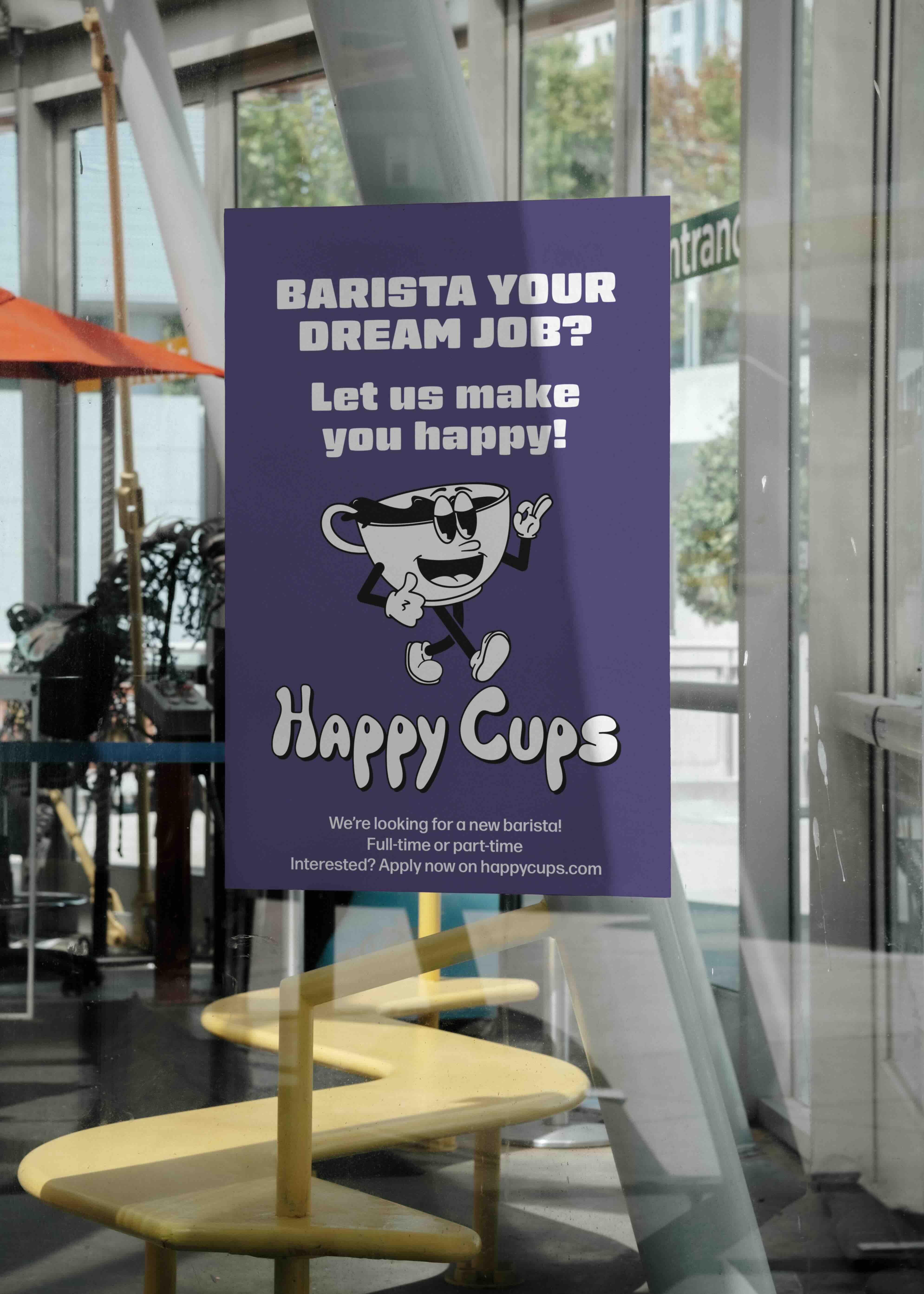 Branded poster for coffee bar Happy Cups