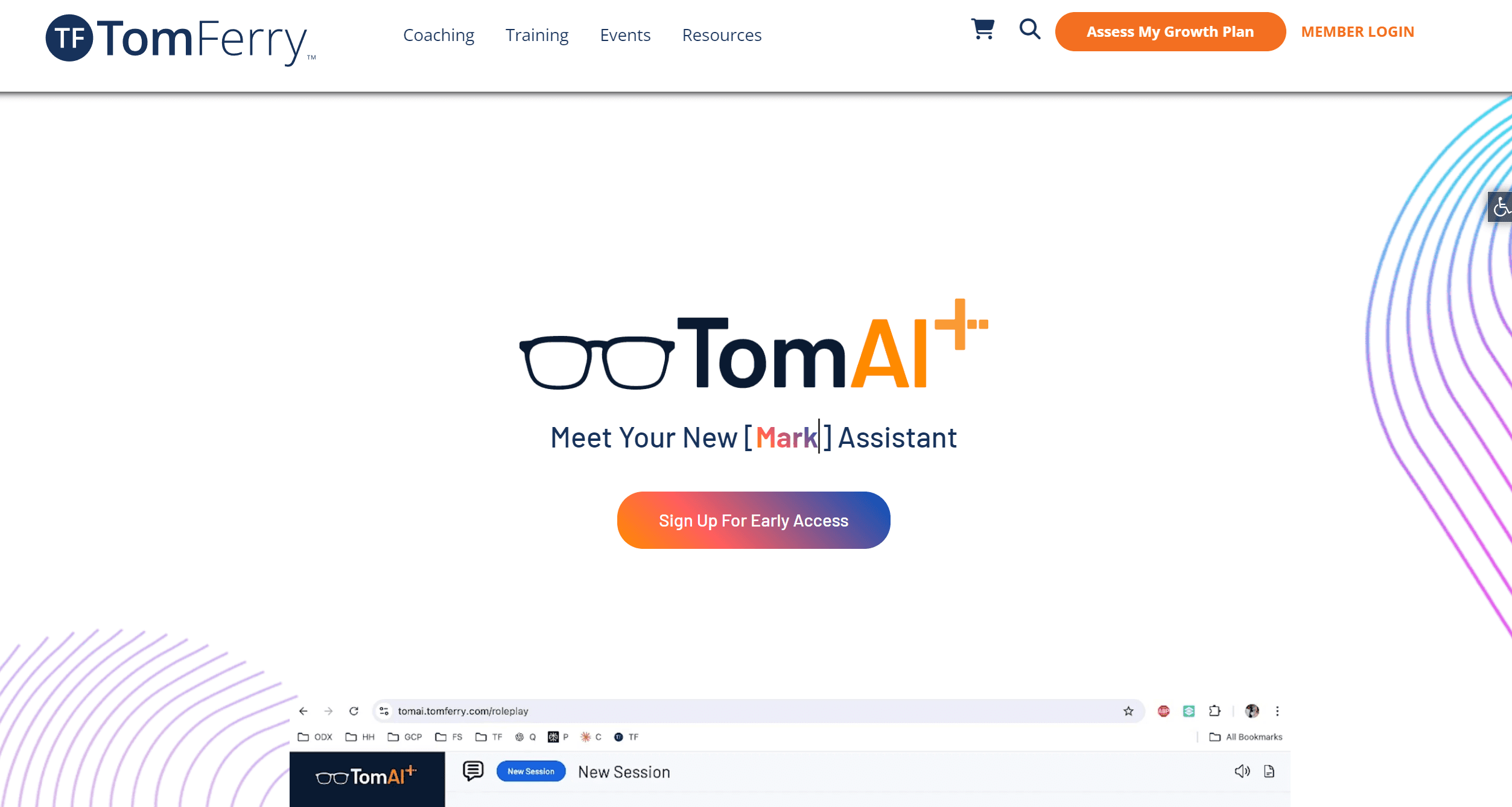 Tom AI homepage